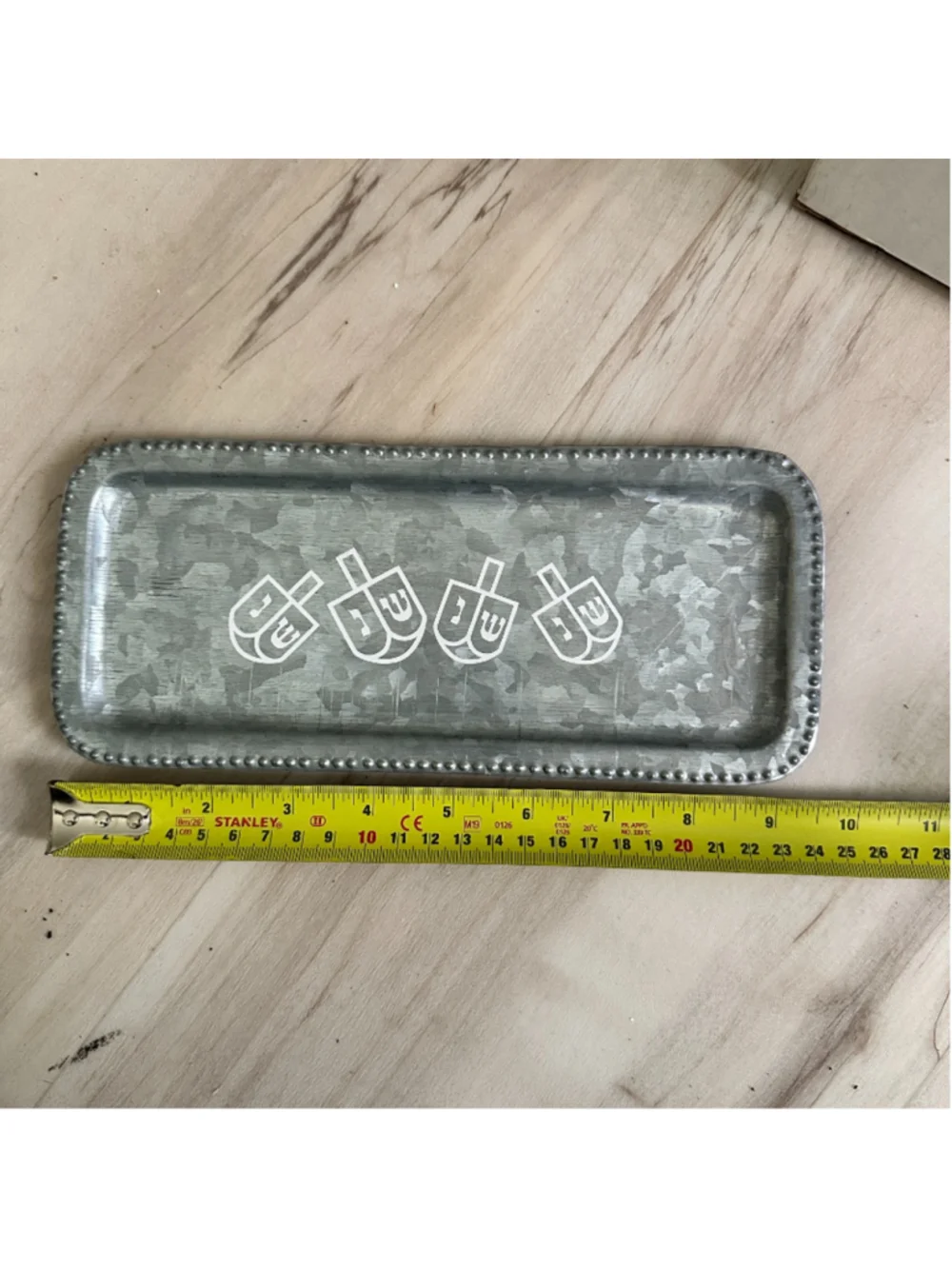 Galvanized Metal Hanukkah Menorah Drip Tray